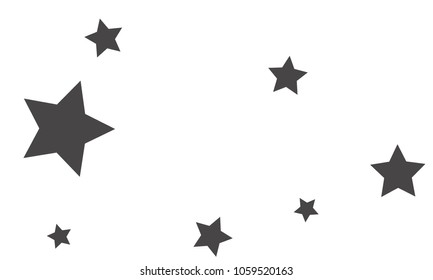 Many Stylish, Modern and Nice Looking Grey Stars of Different size on White Background