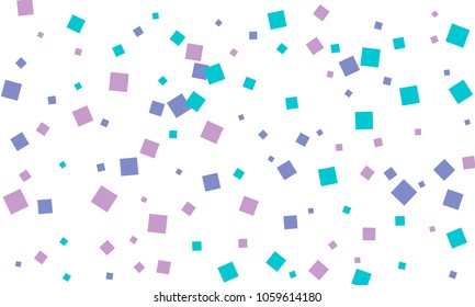 Many Stylish, Modern and Nice Looking Blue and Violet Confetti of Different Size on White Background
