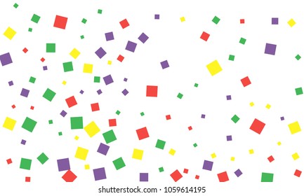 Many Stylish, Modern and Nice Looking Green, Red and Yellow Confetti of Different Size on White Background