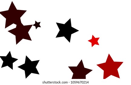Many Stylish, Modern and Nice Looking Black and Red Stars of Different size on White Background