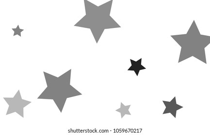 Many Stylish, Modern and Nice Looking Grey Stars of Different Size and Opacity on White Background