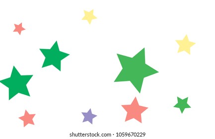 Many Stylish, Modern and Nice Looking Green, Violet, Pink and Orang Stars of Different size on White Background