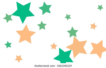 Many Stylish, Modern and Nice Looking Light Red and Green Stars of Different size on White Background