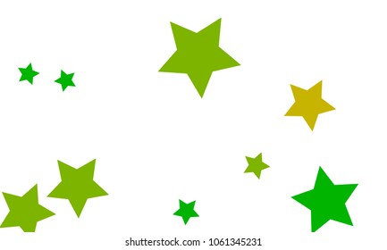 Many Stylish, Modern and Nice Looking Yellow and Green Stars of Different size on White Background