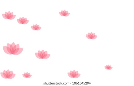 Many Stylish, Modern and Nice Looking Pink Lotuses on White Background