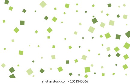 Many Stylish, Modern and Nice Looking Green Confetti of Different Size on White Background