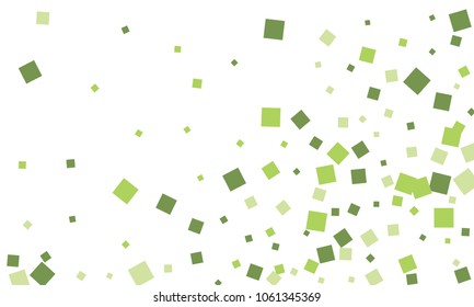 Many Stylish, Modern and Nice Looking Green Confetti of Different Size on White Background