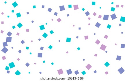 Many Stylish, Modern and Nice Looking Blue and Violet Confetti of Different Size on White Background