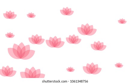 Many Stylish, Modern and Nice Looking Pink Lotuses on White Background