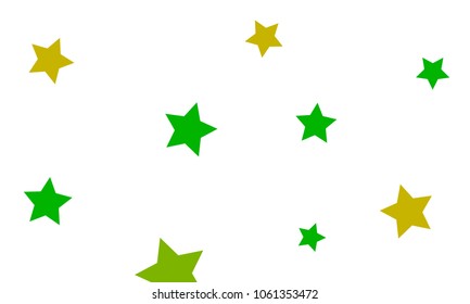 Many Stylish, Modern and Nice Looking Yellow and Green Stars of Different size on White Background