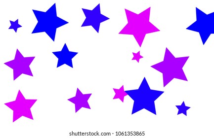 Many Stylish, Modern and Nice Looking Blue and Violet Stars of Different size on White Background