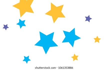 Many Stylish, Modern and Nice Looking Yellow and Blue Stars of Different size on White Background