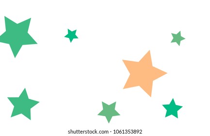 Many Stylish, Modern and Nice Looking Light Red and Green Stars of Different size on White Background