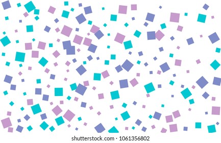 Many Stylish, Modern and Nice Looking Blue and Violet Confetti of Different Size on White Background