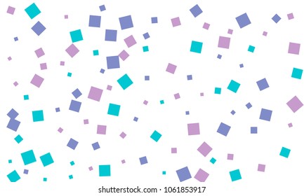 Many Stylish, Modern and Nice Looking Blue and Violet Confetti of Different Size on White Background