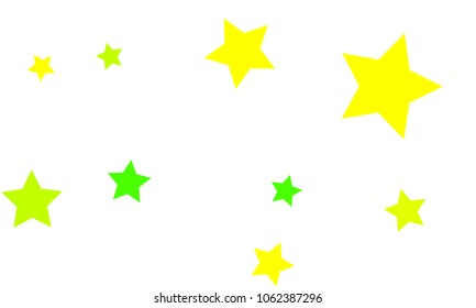 Many Stylish, Modern and Nice Looking Yellow and Green Stars of Different size on White Background