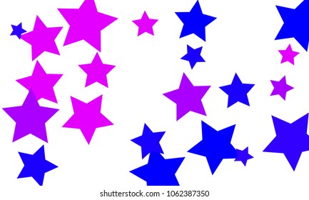 Many Stylish, Modern and Nice Looking Blue and Violet Stars of Different size on White Background