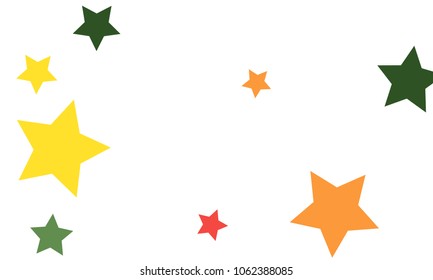 Many Stylish, Modern and Nice Looking Yellow and Green, Pink, Orange and Yellow Stars of Different size on White Background