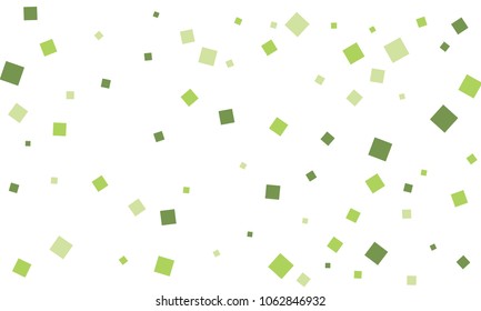 Many Stylish, Modern and Nice Looking Green Confetti of Different Size on White Background