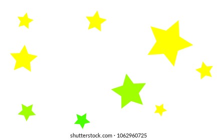 Many Stylish, Modern and Nice Looking Yellow and Green Stars of Different size on White Background
