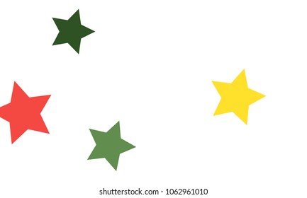 Many Stylish, Modern and Nice Looking Yellow and Green, Pink, Orange and Yellow Stars of Different size on White Background