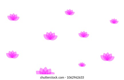 Many Stylish, Modern and Nice Looking Pink Lotuses on White Background