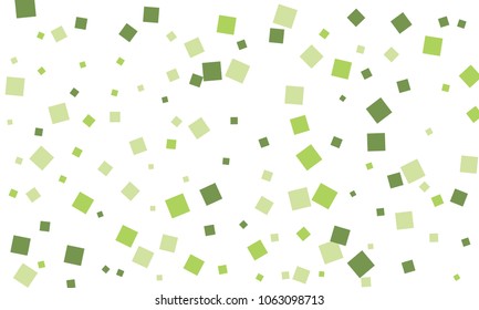 Many Stylish, Modern and Nice Looking Green Confetti of Different Size on White Background