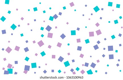 Many Stylish, Modern and Nice Looking Blue and Violet Confetti of Different Size on White Background