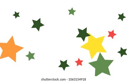 Many Stylish, Modern and Nice Looking Yellow and Green, Pink, Orange and Yellow Stars of Different size on White Background
