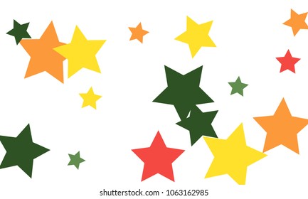 Many Stylish, Modern and Nice Looking Yellow and Green, Pink, Orange and Yellow Stars of Different size on White Background