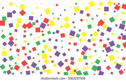 Many Stylish, Modern and Nice Looking Green, Red and Yellow Confetti of Different Size on White Background