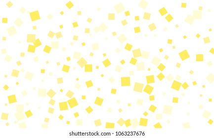 Many Stylish, Modern and Nice Looking Yellow Confetti of Different Size on White Background