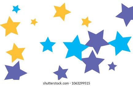 Many Stylish, Modern and Nice Looking Yellow and Blue Stars of Different size on White Background