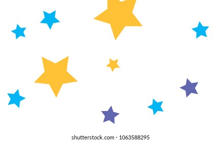 Many Stylish, Modern and Nice Looking Yellow and Blue Stars of Different size on White Background