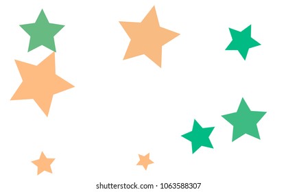 Many Stylish, Modern and Nice Looking Light Red and Green Stars of Different size on White Background