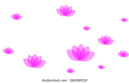 Many Stylish, Modern and Nice Looking Pink Lotuses on White Background