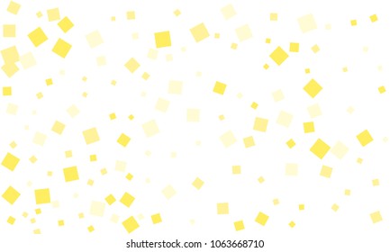 Many Stylish, Modern and Nice Looking Yellow Confetti of Different Size on White Background
