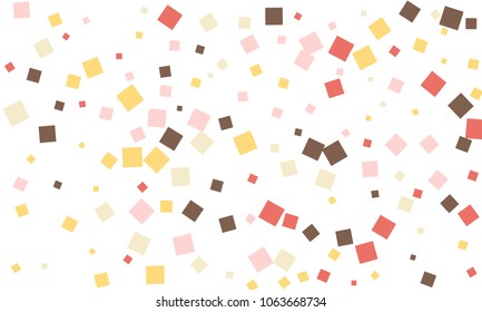 Many Stylish, Modern and Nice Looking Brown, Pink, Red and Yellow Confetti of Different Size on White Background