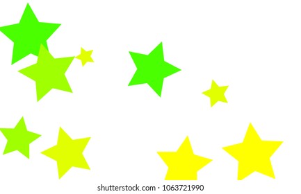 Many Stylish, Modern and Nice Looking Yellow and Green Stars of Different size on White Background