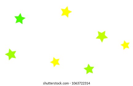 Many Stylish, Modern and Nice Looking Yellow and Green Stars of Different size on White Background