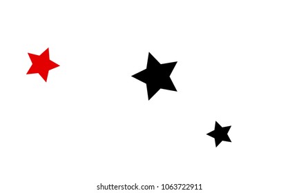 Many Stylish, Modern and Nice Looking Black and Red Stars of Different size on White Background