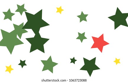 Many Stylish, Modern and Nice Looking Yellow and Green, Pink, Orange and Yellow Stars of Different size on White Background