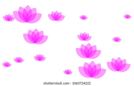 Many Stylish, Modern and Nice Looking Pink Lotuses on White Background