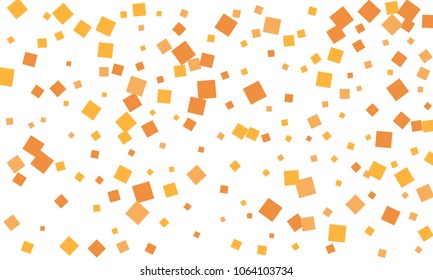 Many Stylish, Modern and Nice Looking Orange and Yellow Confetti of Different Size on White Background