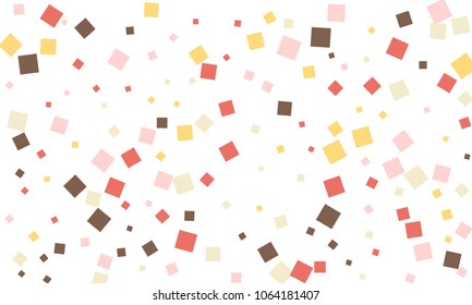 Many Stylish, Modern and Nice Looking Brown, Pink, Red and Yellow Confetti of Different Size on White Background