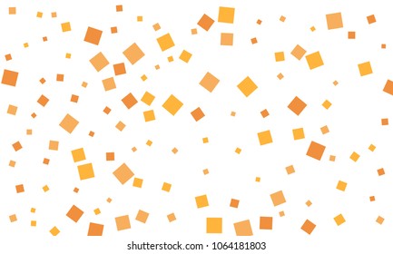 Many Stylish, Modern and Nice Looking Orange and Yellow Confetti of Different Size on White Background