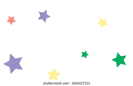 Many Stylish, Modern and Nice Looking Green, Violet, Pink and Orang Stars of Different size on White Background