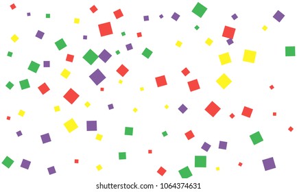 Many Stylish, Modern and Nice Looking Green, Red and Yellow Confetti of Different Size on White Background