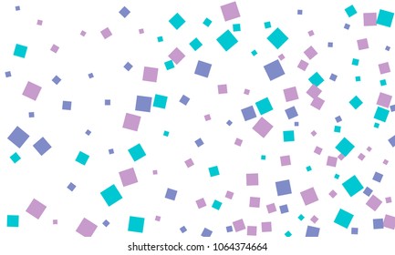 Many Stylish, Modern and Nice Looking Blue and Violet Confetti of Different Size on White Background