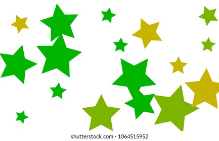 Many Stylish, Modern and Nice Looking Yellow and Green Stars of Different size on White Background
